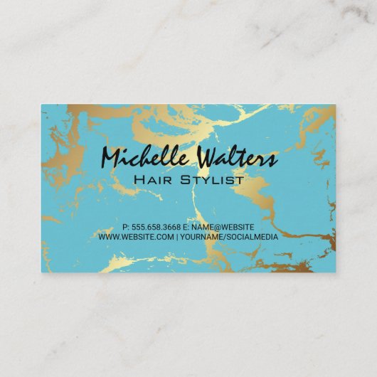 Monogram | Goudback-ups | Blauwgroen goudmarmer Visitekaartje (Achterkant)