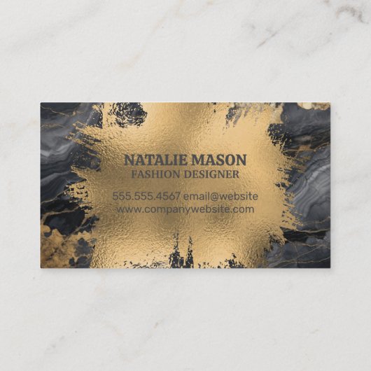 Monogram | goudbladspetter | Marmer Visitekaartje (Achterkant)