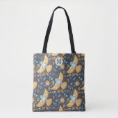 Monogram goudblauw boho vliegen tote bag (Voorkant)