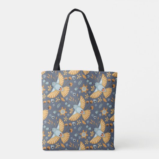 Monogram goudblauw boho vliegen tote bag (Achterkant)