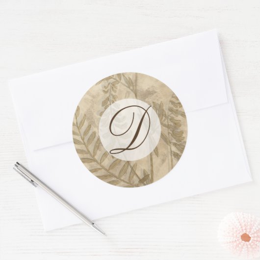 Monogram | Goudbloei I Ronde Sticker (Envelop)
