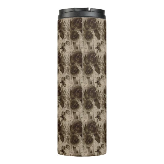 Monogram goudbloem en bloeiende Goud Thermosbeker (Achterkant)