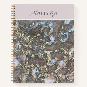 Monogram goudblush roze witte bloemige kalligrafie notitieboek