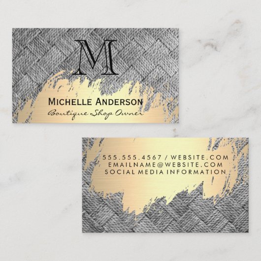 Monogram | Goudborstel | Weef Visitekaartje (Voorkant / Achterkant)