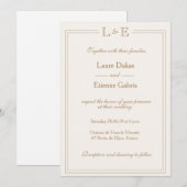 Monogram goudchampagne witte chic moderne bruiloft kaart (Voorkant / Achterkant)