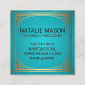 Monogram | Gouddecoratieve grens Vierkante Visitekaartje (Achterkant)