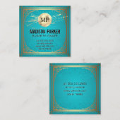 Monogram | Gouddecoratieve grens Vierkante Visitekaartje (Voorkant / Achterkant)