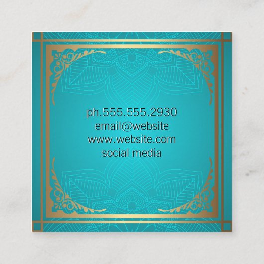 Monogram | Gouddecoratieve grens Vierkante Visitekaartje (Achterkant)