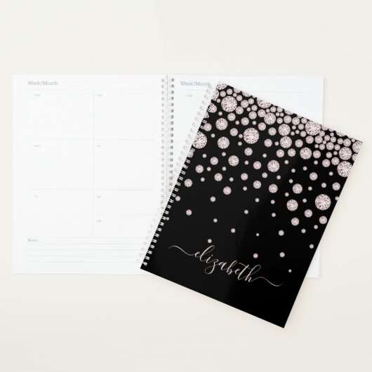 Monogram gouddiamanten zwart roos planner (Display)