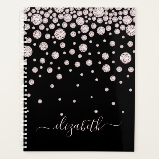 Monogram gouddiamanten zwart roos planner (Voorkant)