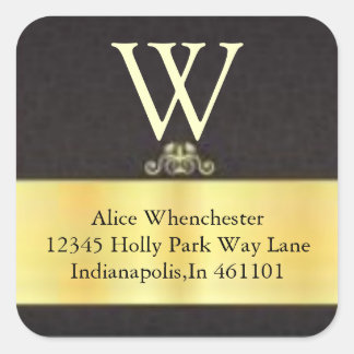 Monogram Gouden afwerking en zwarte envelop afdich Vierkante Sticker