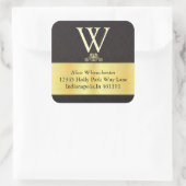 Monogram Gouden afwerking en zwarte envelop afdich Vierkante Sticker (Tas)