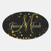 Monogram | Gouden bellen Ovale Sticker (Voorkant)