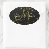 Monogram | Gouden bellen Ovale Sticker (Tas)