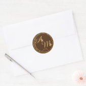 Monogram Gouden Bloem Minimaal Wit Ronde Sticker (Envelop)
