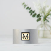 Monogram Gouden Chroom Metallic Banner Visitekaartje (Staand voorkant)