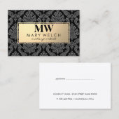 Monogram gouden damast patroon gouden Lijst Afsprakenkaartje (Voorkant / Achterkant)