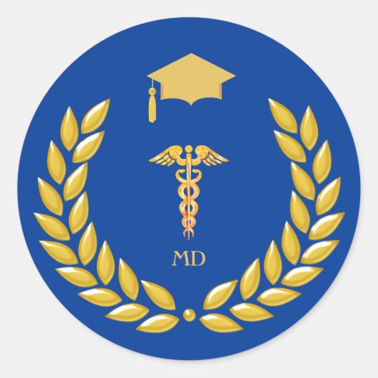 Monogram & Gouden Dokter Afstudeer sticker (Voorkant)