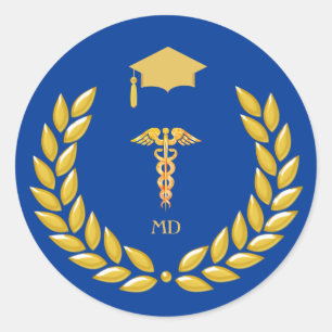 Monogram & Gouden Dokter Afstudeer sticker
