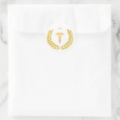Monogram & Gouden Dokter Caduceus Ronde Sticker (Tas)