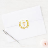 Monogram & Gouden Dokter Caduceus Ronde Sticker (Envelop)