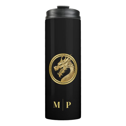 Monogram gouden draak thermosbeker (Voorkant)
