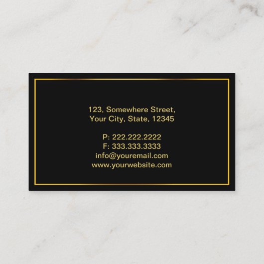 Monogram gouden embleem effen zwart Professional Visitekaartje (Achterkant)