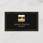 Monogram gouden embleem effen zwart Professional Visitekaartje (Voorkant)