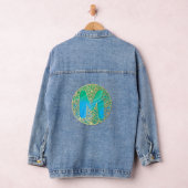 Monogram gouden en turquoise S en kleurrijke bloem Denim Jacket (Hangar)