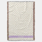 monogram  gouden en witte poka - dots patronen deken (Voorkant Verticaal)