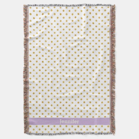 monogram  gouden en witte poka - dots patronen deken (Voorkant Verticaal)