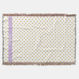 monogram  gouden en witte poka - dots patronen deken