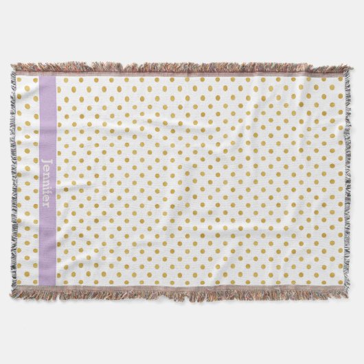 monogram  gouden en witte poka - dots patronen deken (Voorkant)
