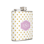 monogram  gouden en witte poka - dots patronen heupfles (Rechts)