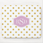 monogram gouden en witte poka - dots patronen muismat (Voorkant)