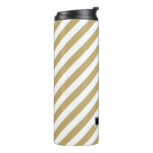 Monogram gouden en zwarte preppy Stripes Thermosbeker (Gedraaid links)