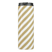 Monogram gouden en zwarte preppy Stripes Thermosbeker (Achterkant)