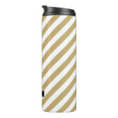 Monogram gouden en zwarte preppy Stripes Thermosbeker (Geroteerd rechts)