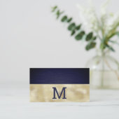 Monogram | Gouden Folie | Blauwe Metallic Textuur  Visitekaartje (Staand voorkant)