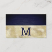 Monogram | Gouden Folie | Blauwe Metallic Textuur  Visitekaartje (Voorkant)