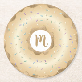 Monogram gouden folie donut script vet luxe ronde kartonnen onderzetter