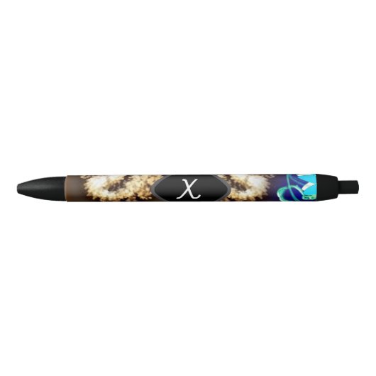 Monogram gouden fractal zwarte inkt pen (Voorkant)