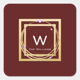 Monogram Gouden Frame Minimalisme Geometrie Bourgo Vierkante Sticker