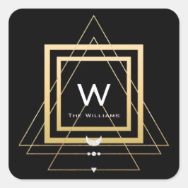 Monogram Gouden Frame Minimalisme  Geometrie Vierkante Sticker