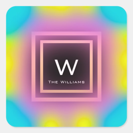 Monogram Gouden Frame Minimalisme Holografisch Vierkante Sticker (Voorkant)
