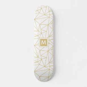 Monogram gouden geometrisch Abstract patroon Persoonlijk Skateboard