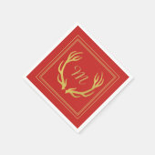 Monogram gouden gewei kerstpapier servet | Red (Hoek)