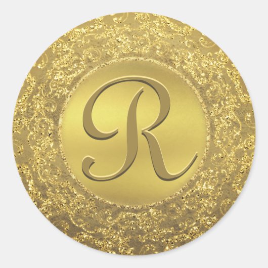  Monogram Gouden Glam Seal Ronde Sticker (Voorkant)