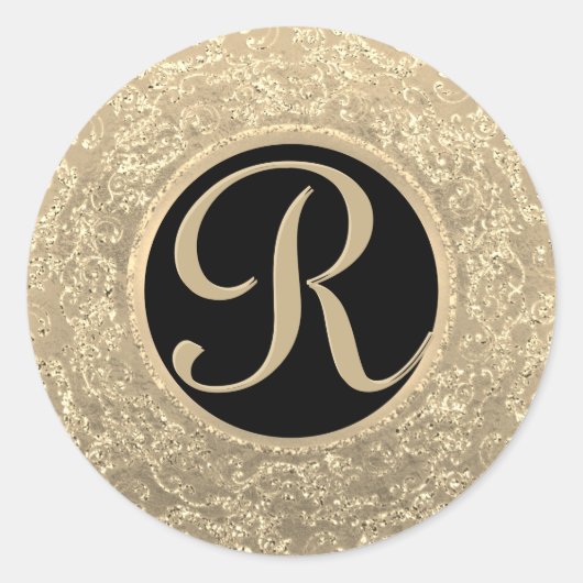 Monogram Gouden Glam Seal Ronde Sticker (Voorkant)