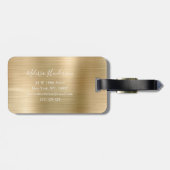 Monogram Gouden Glitter Drip Geborsteld Metaal Bagagelabel (Achterkant horizontaal)